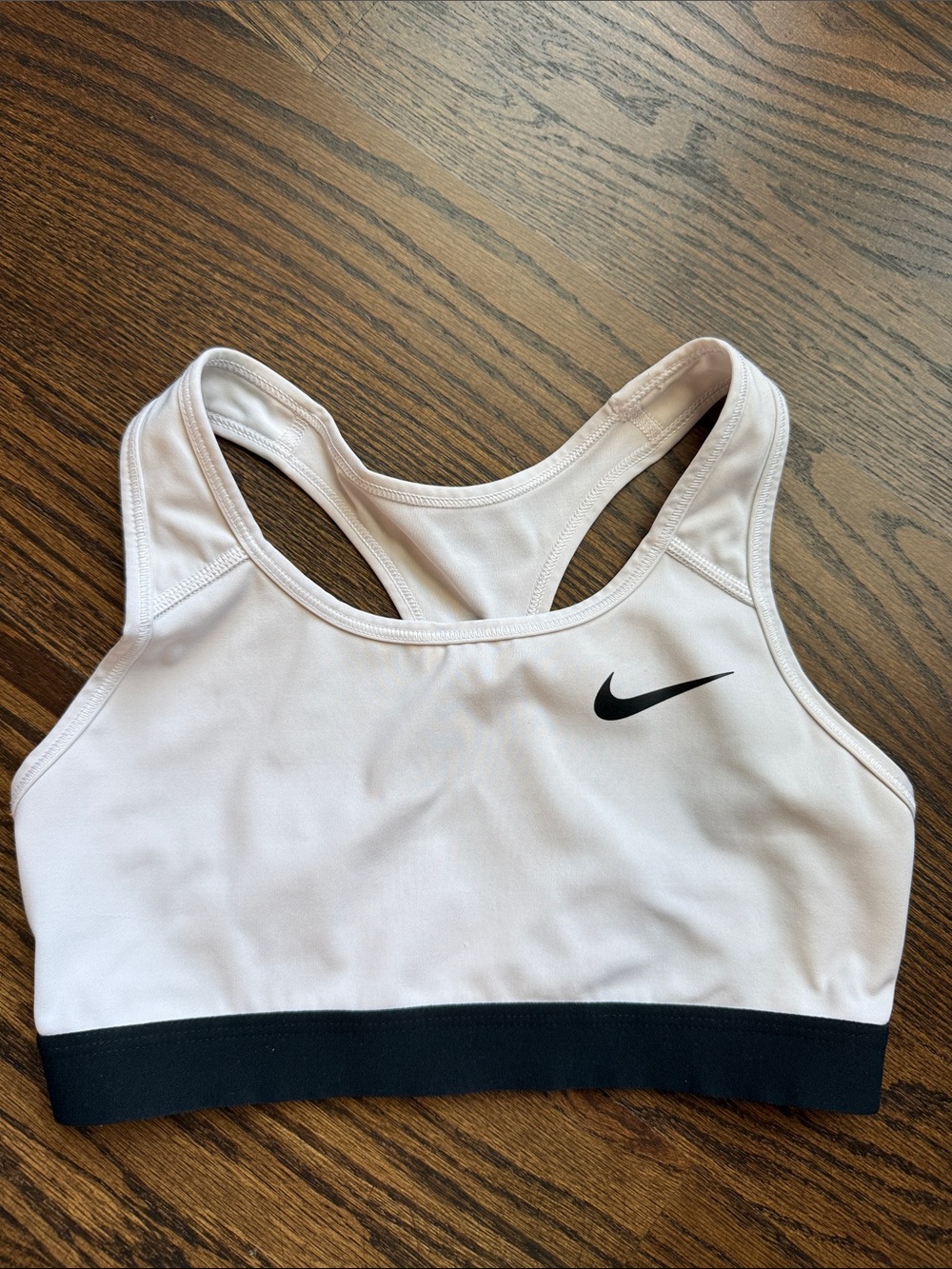 Nike Women’s Pale Pink Racerback Sports Bra with Black Underband